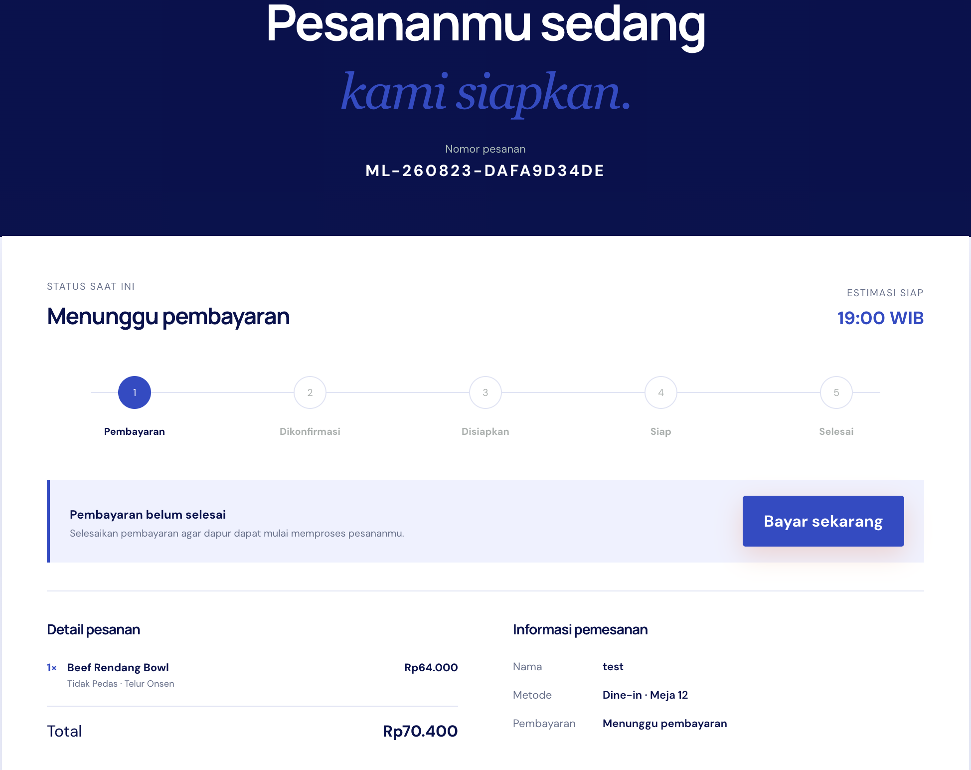 Tracking Pesanan — SIM Resto by Meya Labs